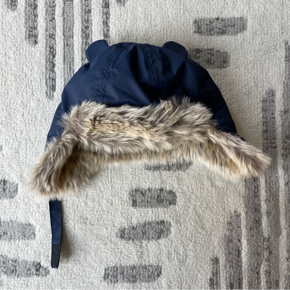 Navy Winter Faux Fur Hat